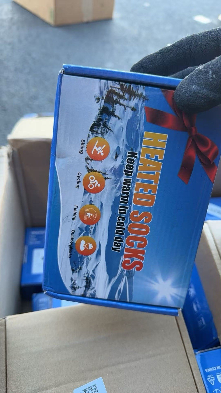 (One Size)Electric Heated Socks 5000mAh Rechargeable 4 Heat Settings for Outdoor