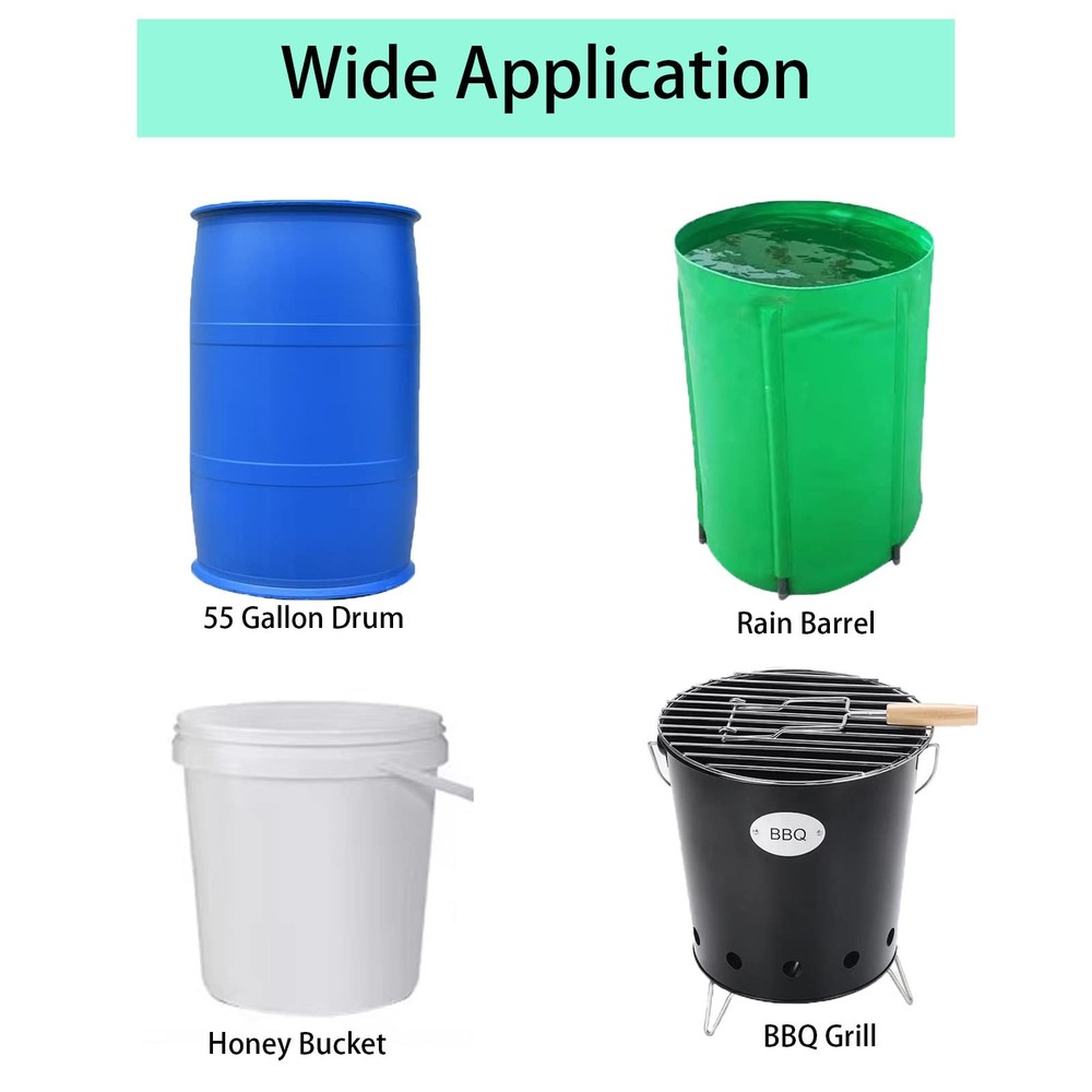 55 Gallon Drum Cover - Stretchable Adjustable Drum Cover with Drawstring, Oxf...