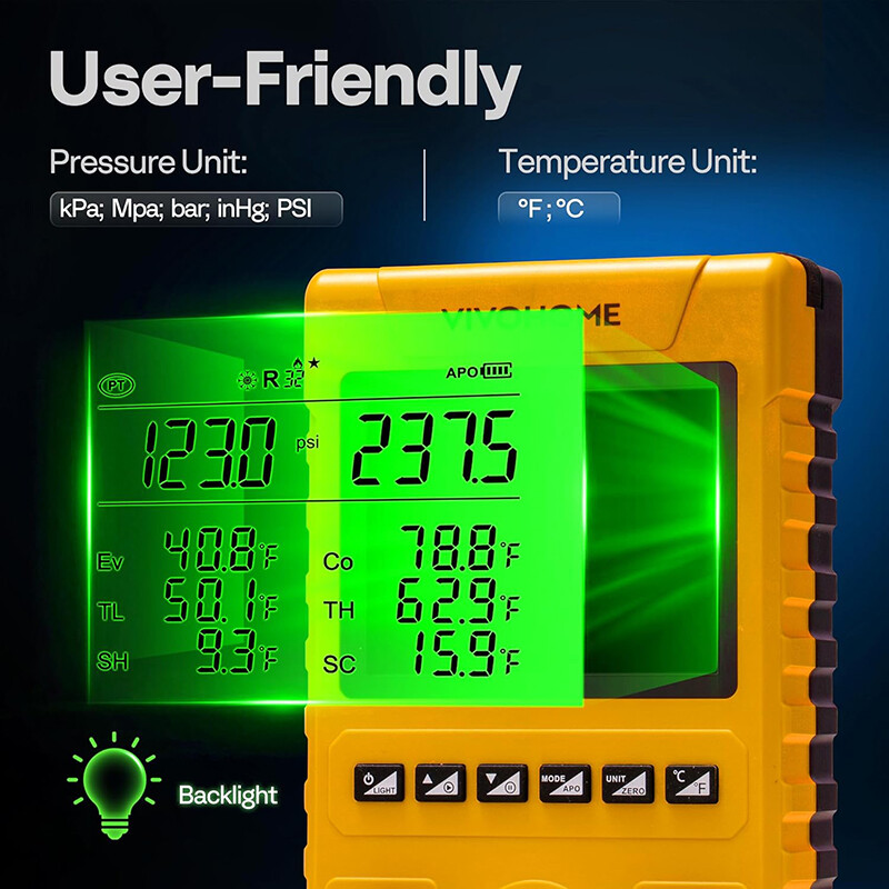 Digital HVAC Manifold Gauge Set Refrigeration AC Gauges for R1234yf R134a R410a