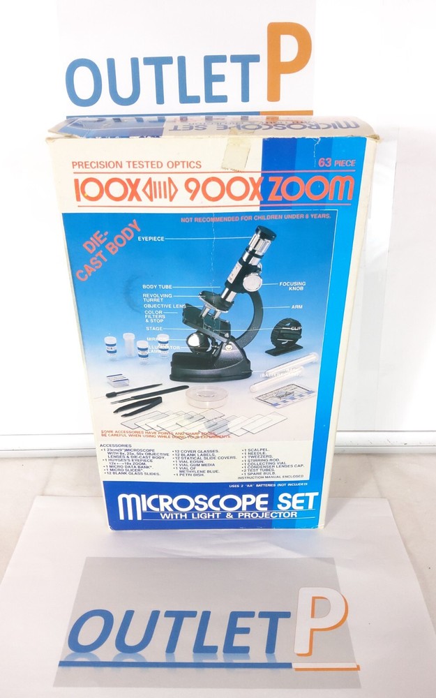 Vintage Microscope Set 63 Pieces 100x-900x Zoom