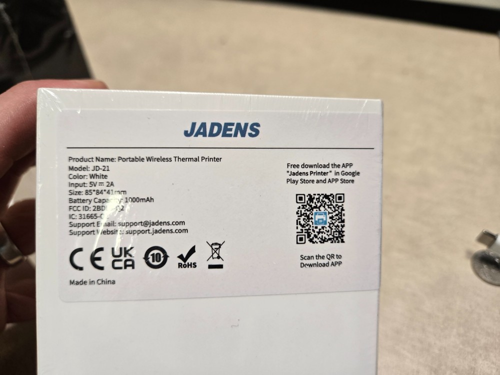 Jadens Portable Wireless Thermal Label Printer JD-21 - Sealed