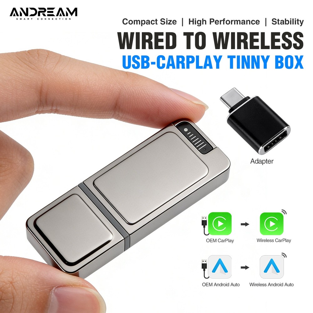 Andream Wireless CarPlay Adapter for Apple iPhone Multi-User Seamless Connection