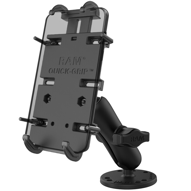 RAM Flat Surface Drill Down Mount with Spring-Loaded Quick-Grip XL Phone Holder