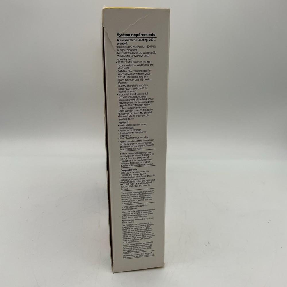 Microsoft Greetings v. 2001 Software, 2 Disc Set In Big Box