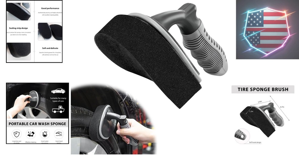 High-Density Sponge Tyre Dressing Applicator Pad with Curved Handle, Reusable...