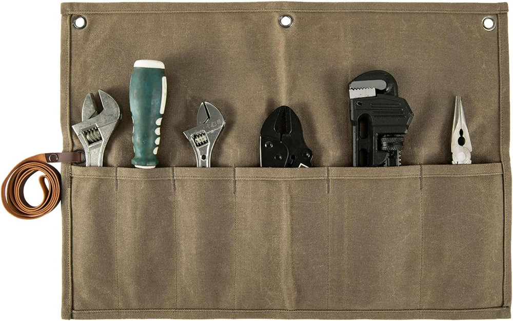Chisel Roll,Small Tool Roll Pouch,Tool Roll Bag Organizer, Heavy Duty Waxed Canv
