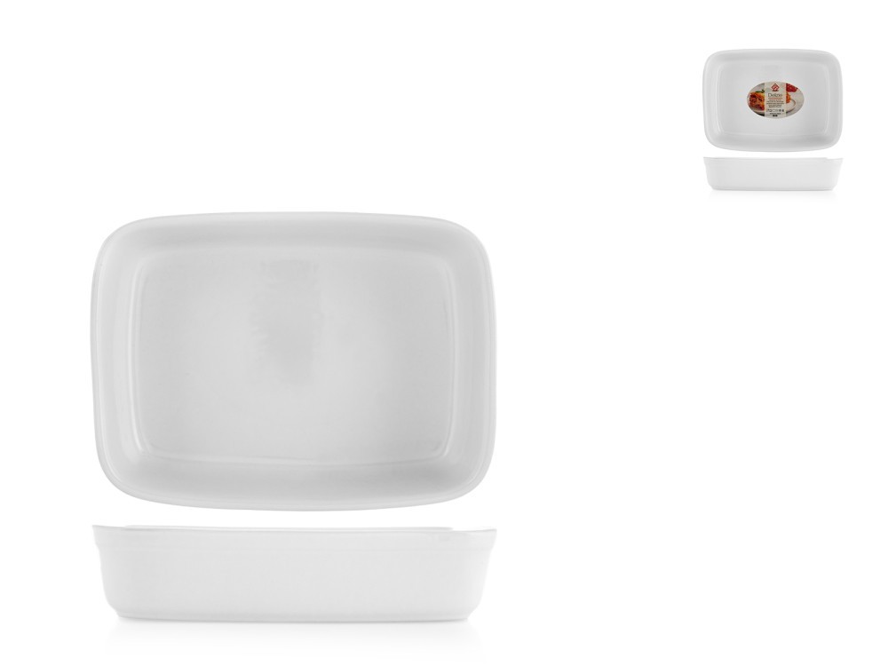 Home Rectangular White Ceramic Baking Dish 25X18.5X6 Cm