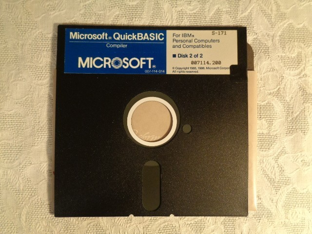 Microsoft QuickBASIC Compiler 2.0 5.25" Floppy Vintage Computer Programming Tool