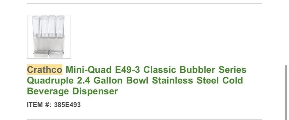 Mini-Quad Beverage Dispenser 2.4 Gallon (used)