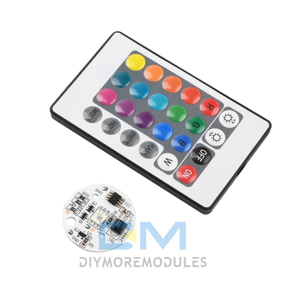 DC 5V RGB Light Board 24 Key IR Wireless Remote Control Switch LED Control