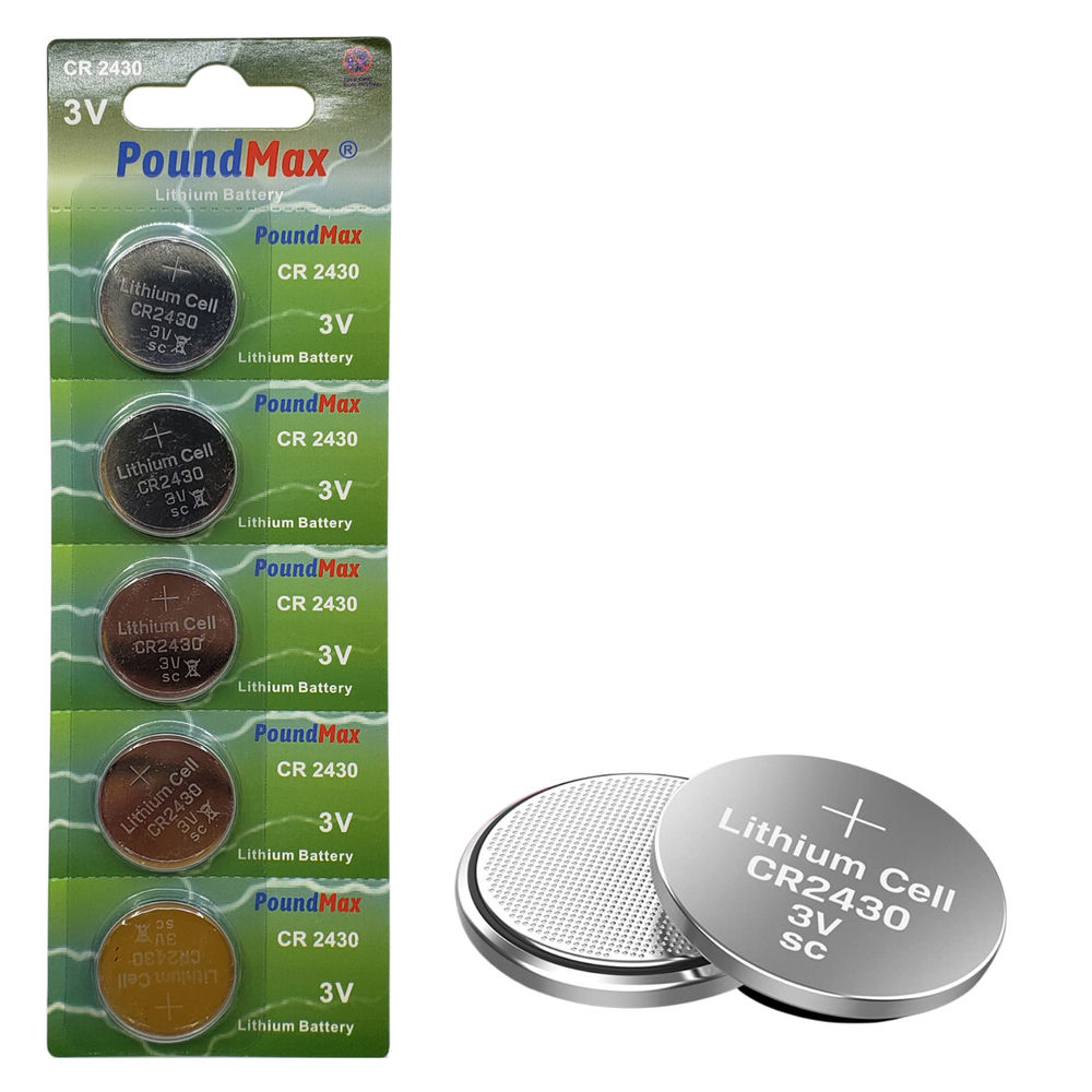 PoundMax CR2430 Batteries 3v Lithium Button Cell Battery Combo Pack - 5 Count