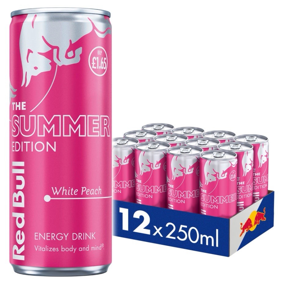 (12 Pack) Red Bull Summer Edition White Peach Energy Drink with Vitamins, 12 Oz