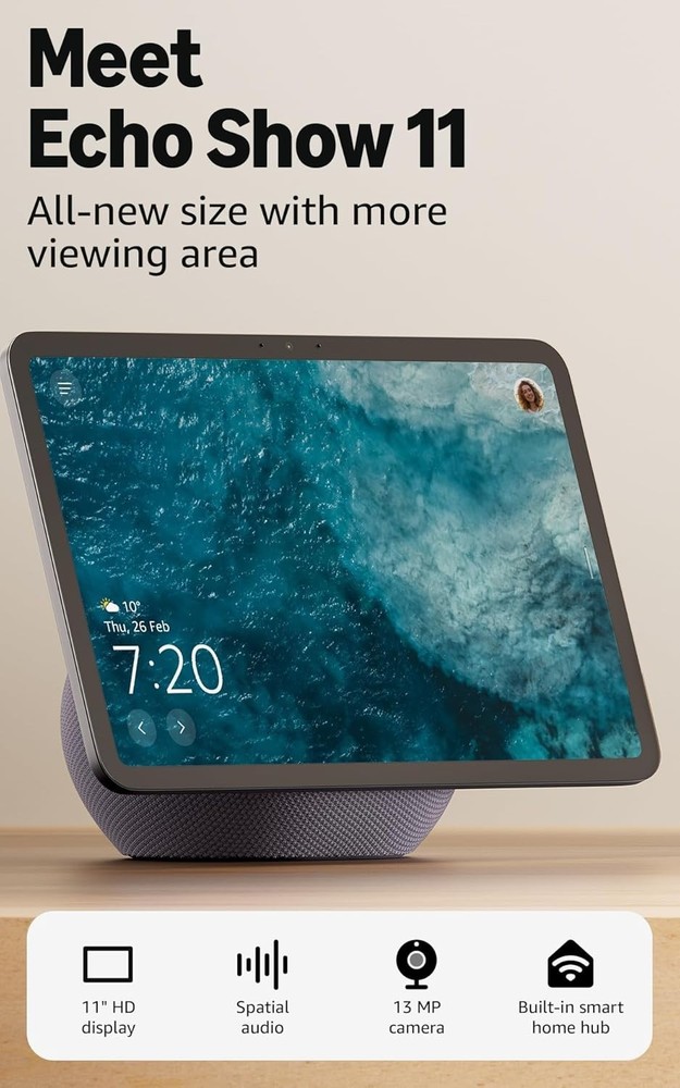 NEW Amazon Echo Show 11 Full HD Display Spatial Audio Alexa+ 2025 Graphite