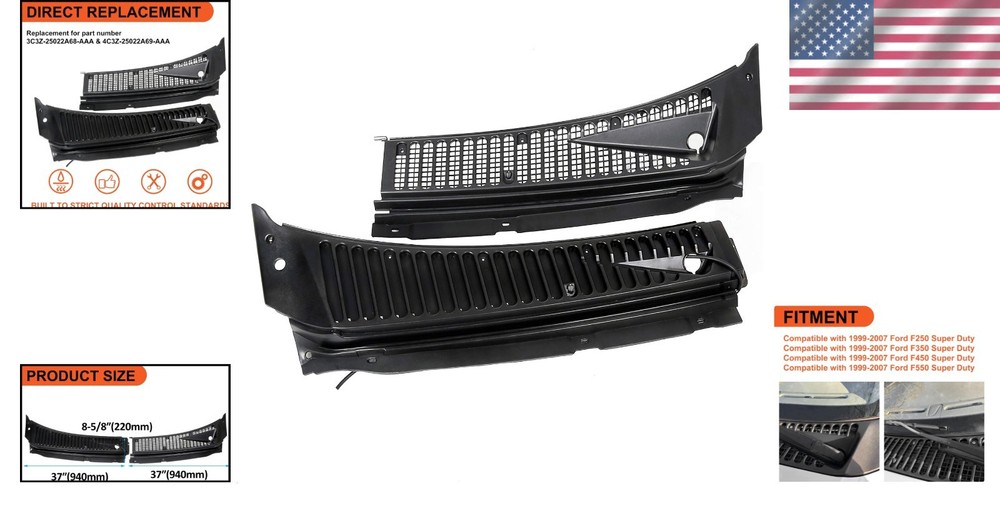 Windshield Wiper Cowl Cover Panel Replacement for Ford Super Duty & Excursion