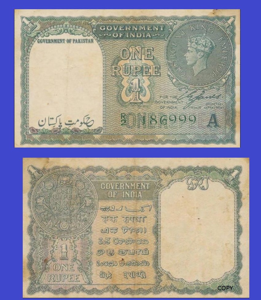 PAKISTAN 1 RUPEES 1948 /- Copy