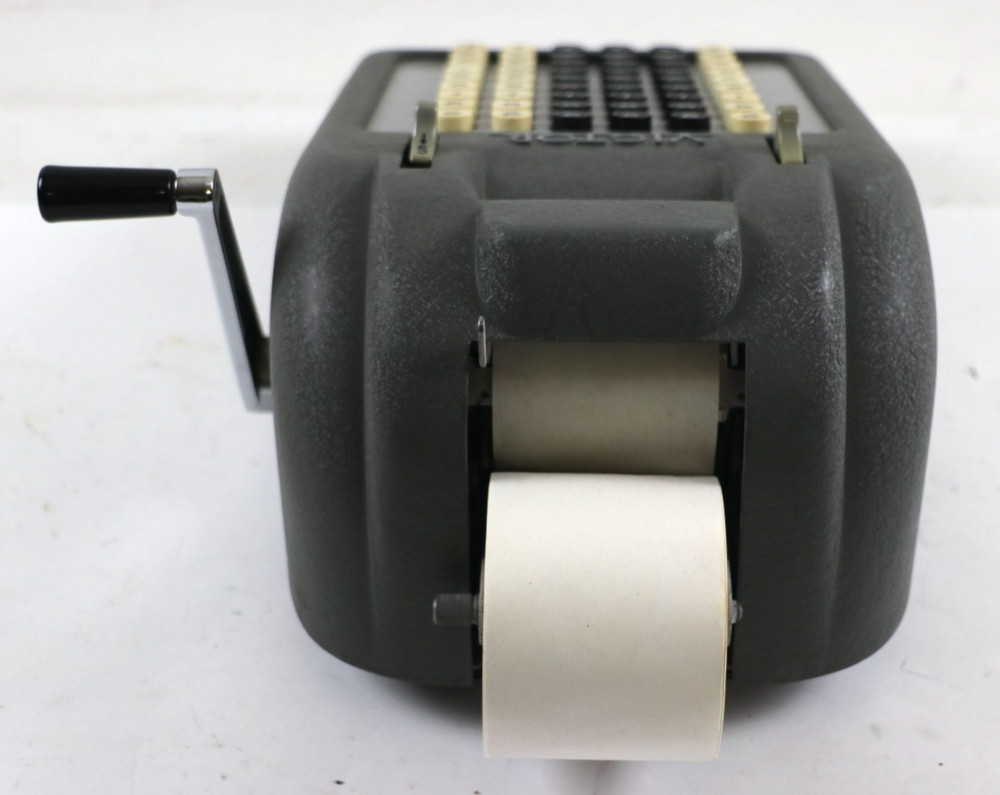 VINTAGE ADDING MACHINE HAND CRANK VICTOR 6 COLUMN