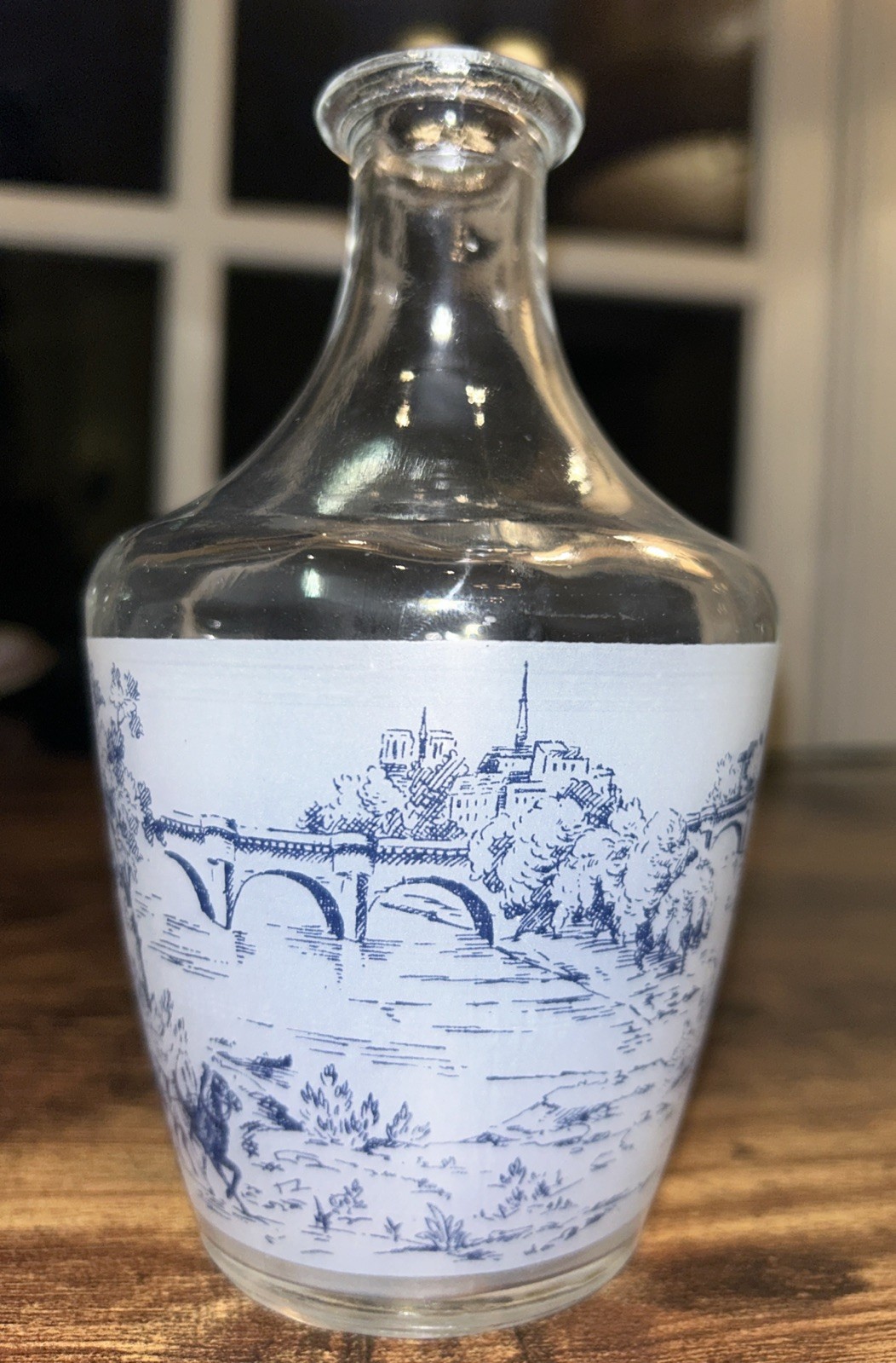VTG VERRERIE CRISTALLERIE D'ARQUES FRANCE LIQUOR DECANTER Stagecoach River Scene