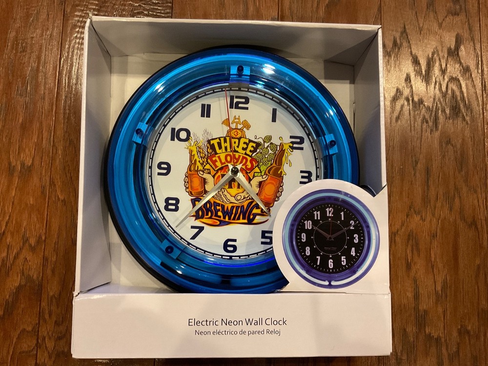 Three Floyds Brewing logo neon wall clock