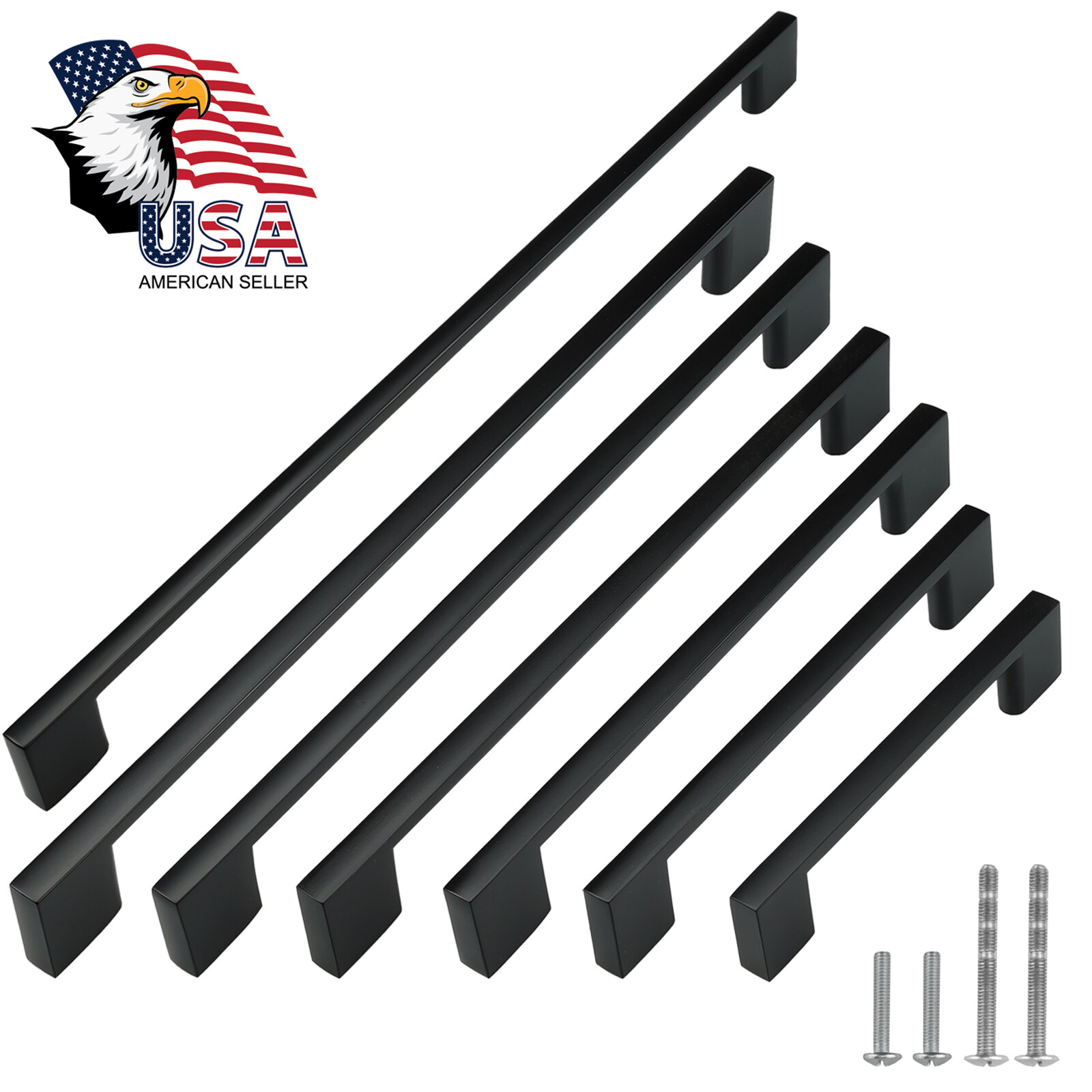 Black Modern Cabinet Handles T Bar Pulls Kitchen Drawer Hardware Stainless Steel