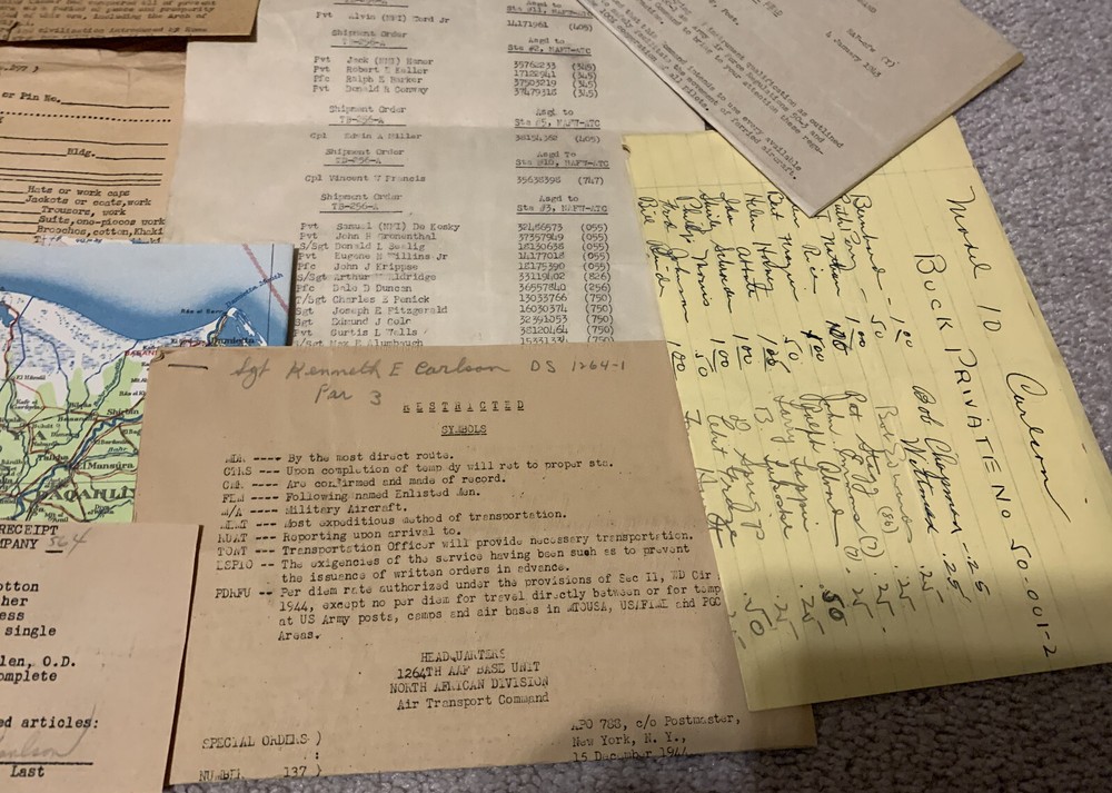 WWII ARMY TRANSPORT COMMAND PAPER LOT GROUP NORTH AFRICA 6TH FERRYING GROUP