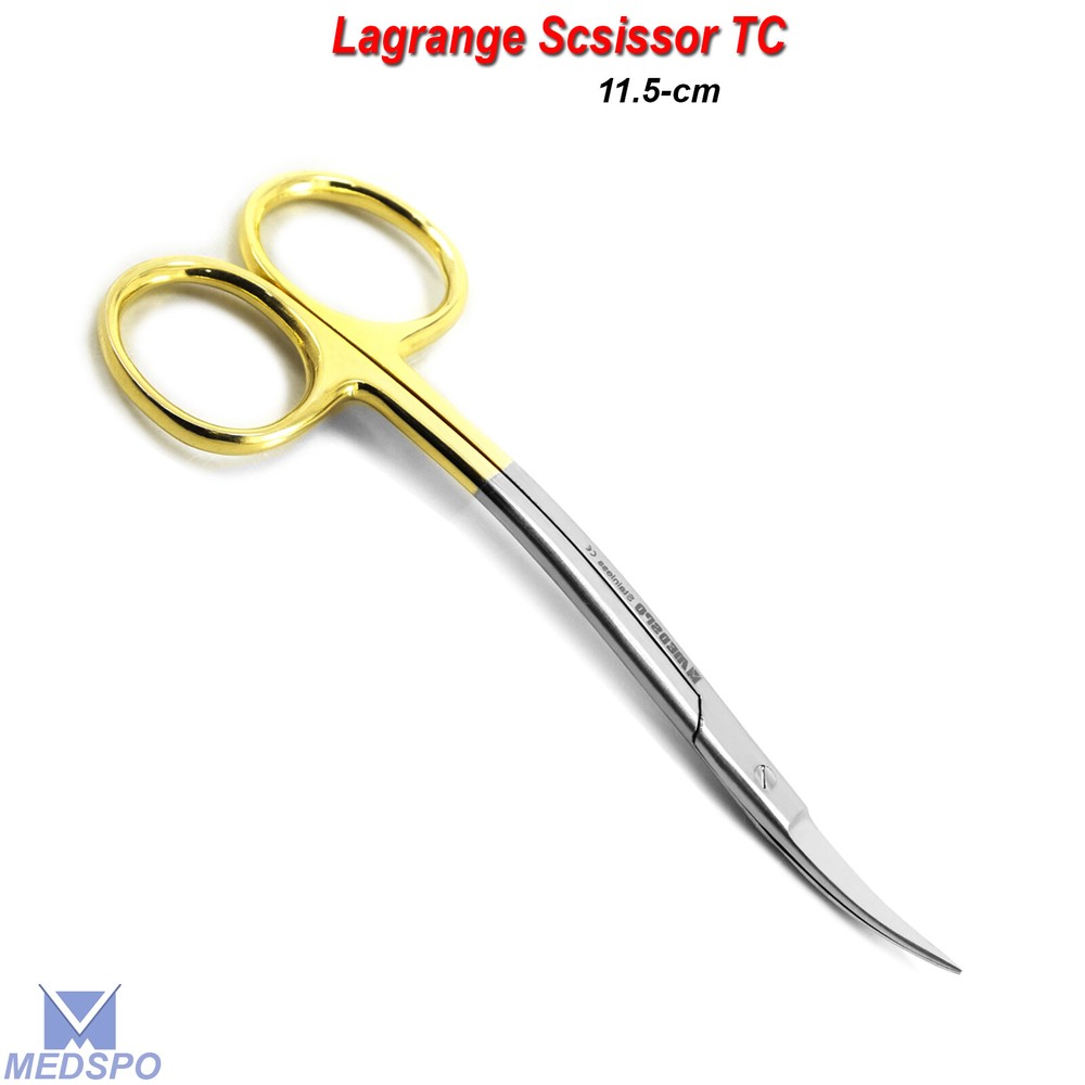 Surgical Veterinary TC Lagrange Scissors Double Curved Tissue Cutting Shears CE
