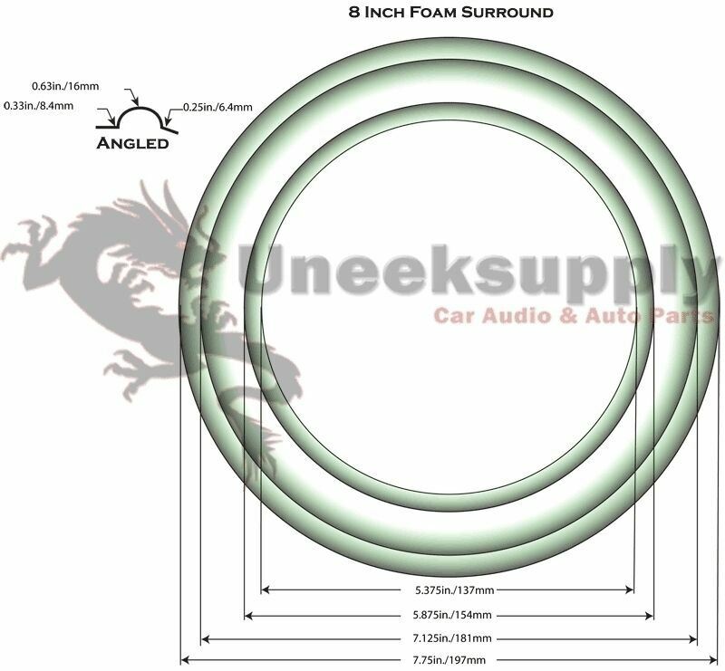 Pkg - 2 8 Inch Speaker Surround Foam SubWoofer Edge Sub Woofer 8"