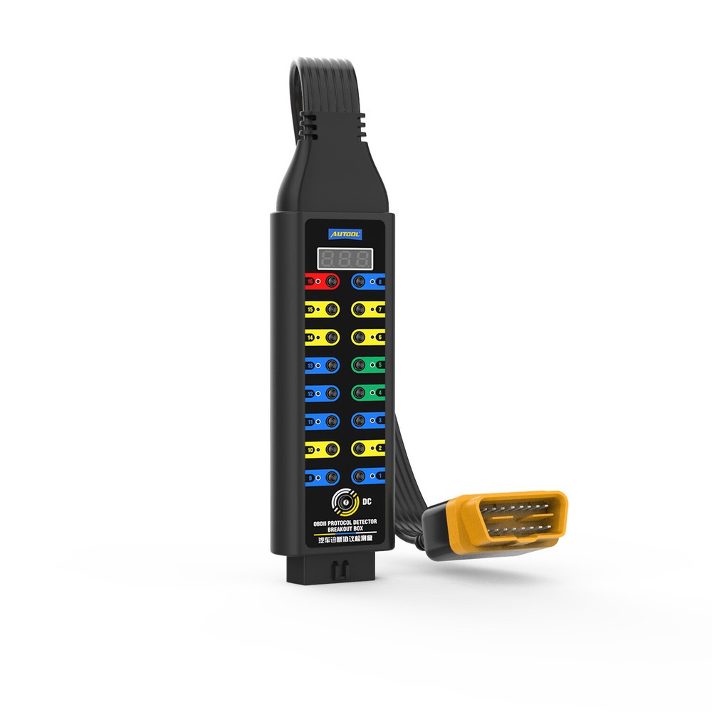 AUTOOL OBDII CAN Breakout Box Voltage Display OBDII Protocol Detector Diagnostic