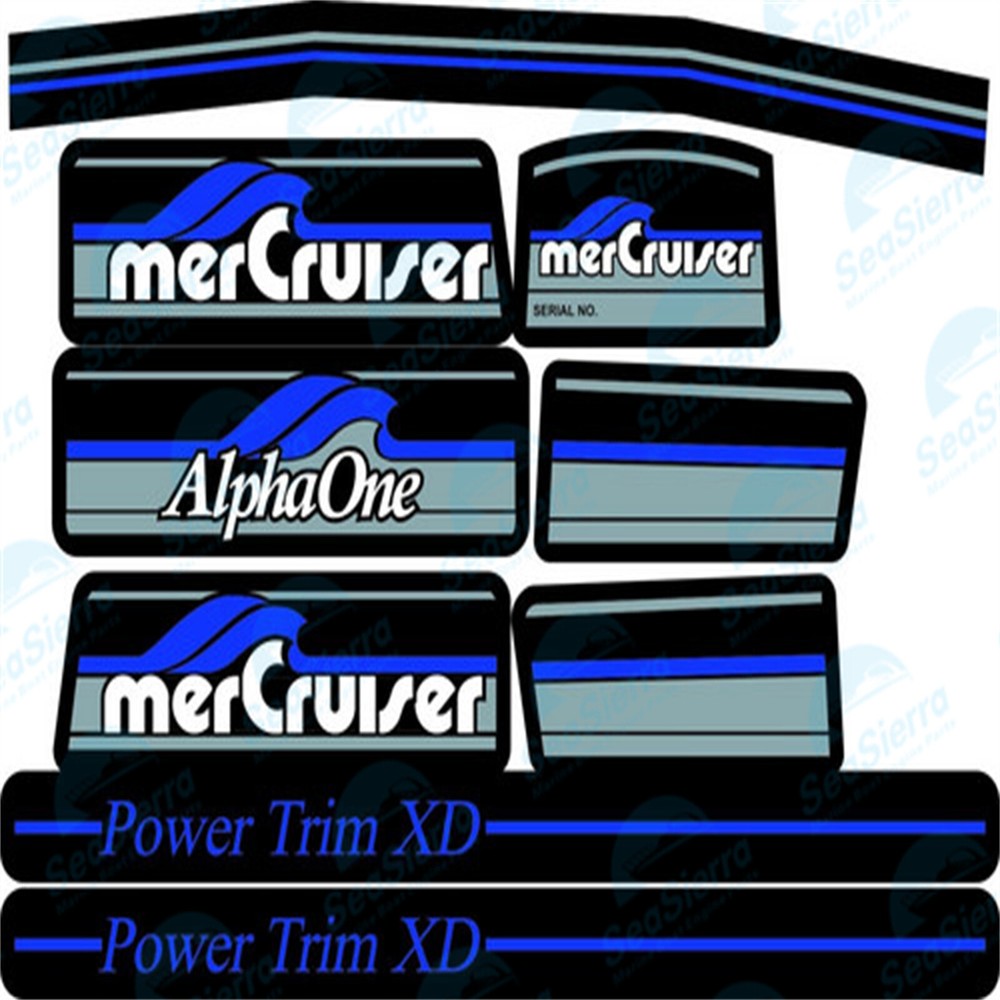 MERCRUISER ALPHA ONE GEN.1 COMPLETE DECALS KIT BLUE RAMS STICKER SET