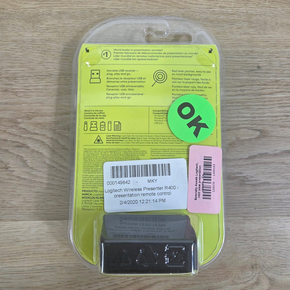 Logitech R400 Laser Presentation Remote - Sealed New