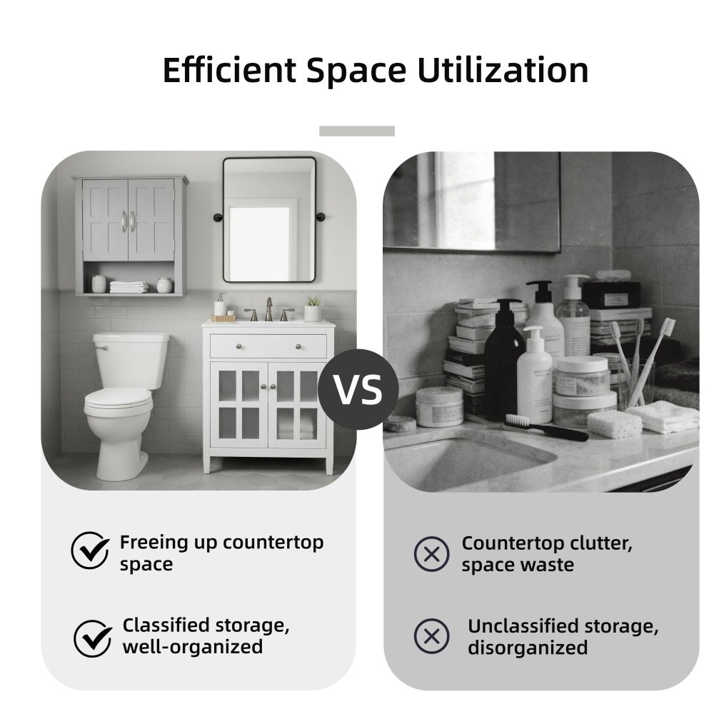 Bathroom Wall Storage Cabinet, Multi -functional Wall Mounted Cabinet