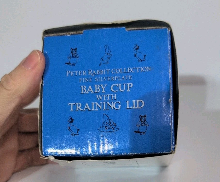 Beatrix Potter Peter Rabbit Silver Plated Baby Cup with Training Lid New In Box