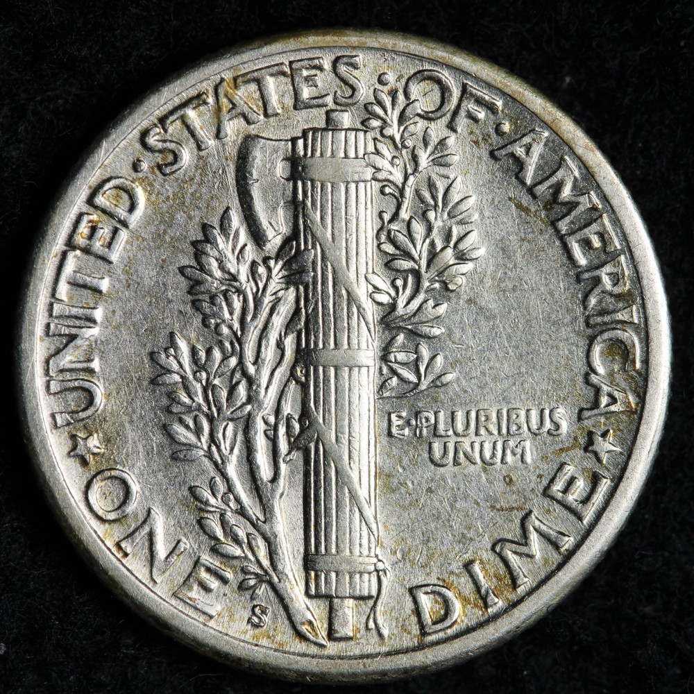 1928-S Mercury Silver Dime AU E238 USEM