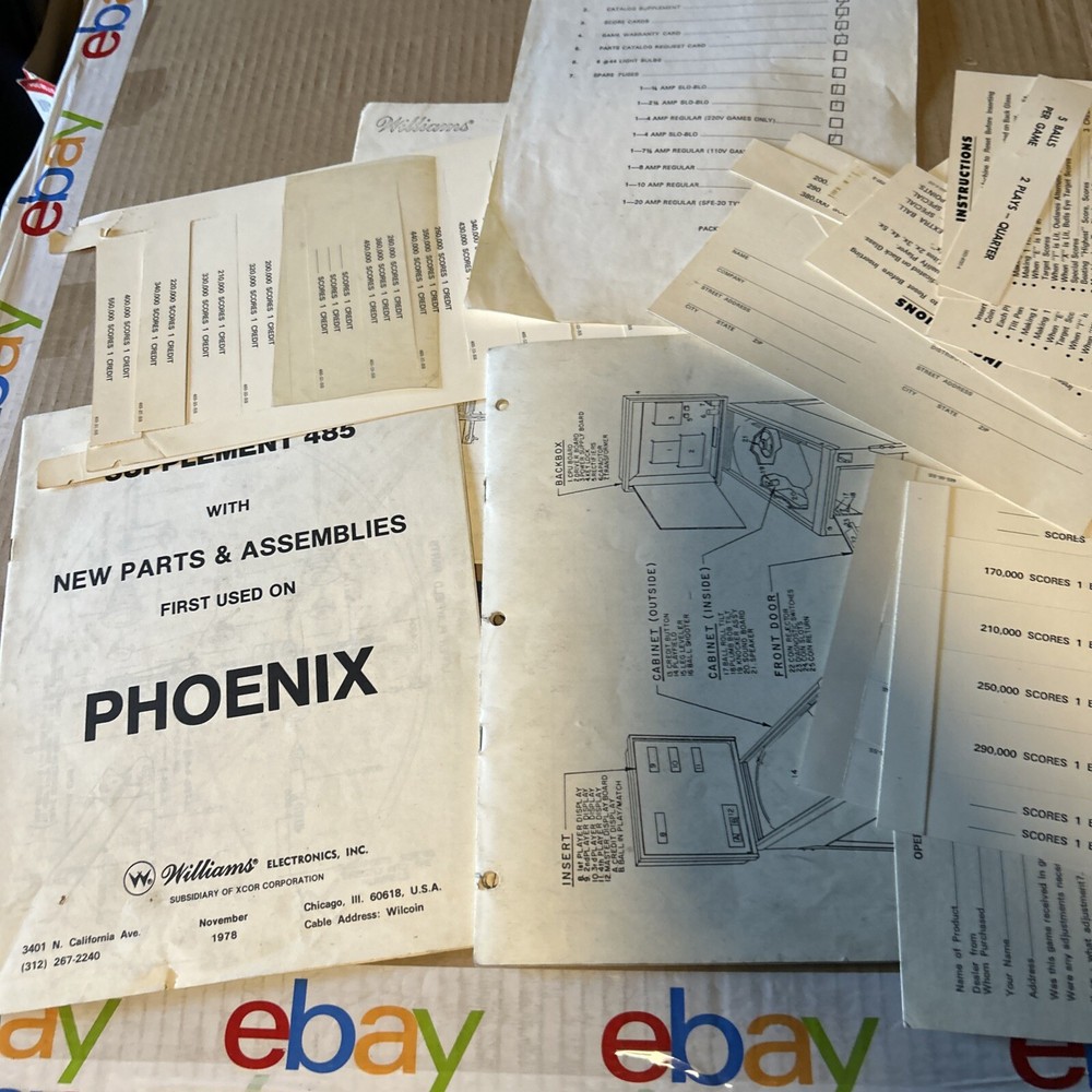 Original Phoenix Missing Cover Williams Pinball arcade game manual