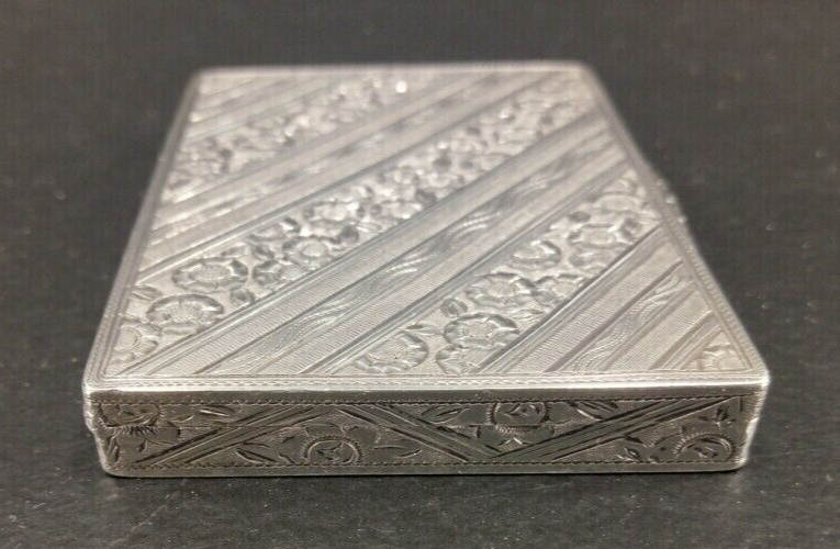 Antique " Cigarette , case Box " 19th STERLING SILVER * An exceptional case *