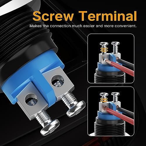 16MM Momentary Push Button Switch 12V 5A Screw Terminals Waterproof Black-2