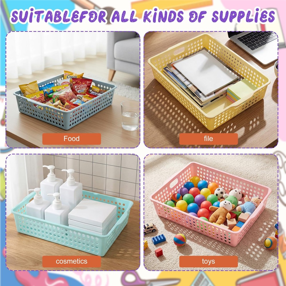 6 Pcs Turn in Trays Classroom, Stackable Tray for Classroom Plastic Storage B...