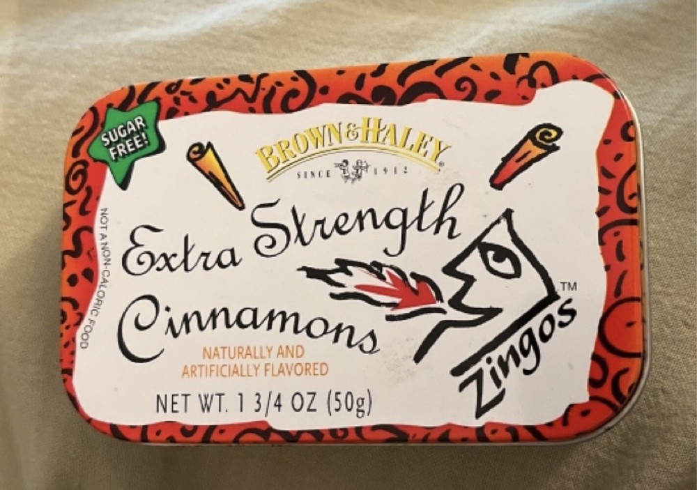 Brown Haley Tin Cinnamons Zingos empty
