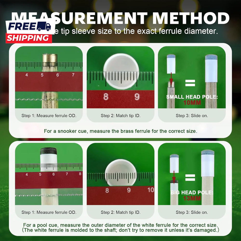 40Pcs Slip on Pool Cue Tips Replacement Kit 4 Sizes Upgrade Pool Stick Tips