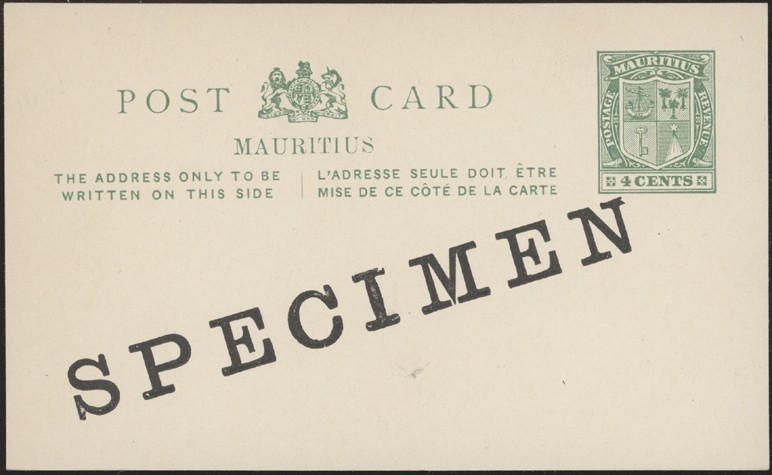 MAURITIUS, 1923. Post Card  H&G 25, Specimen