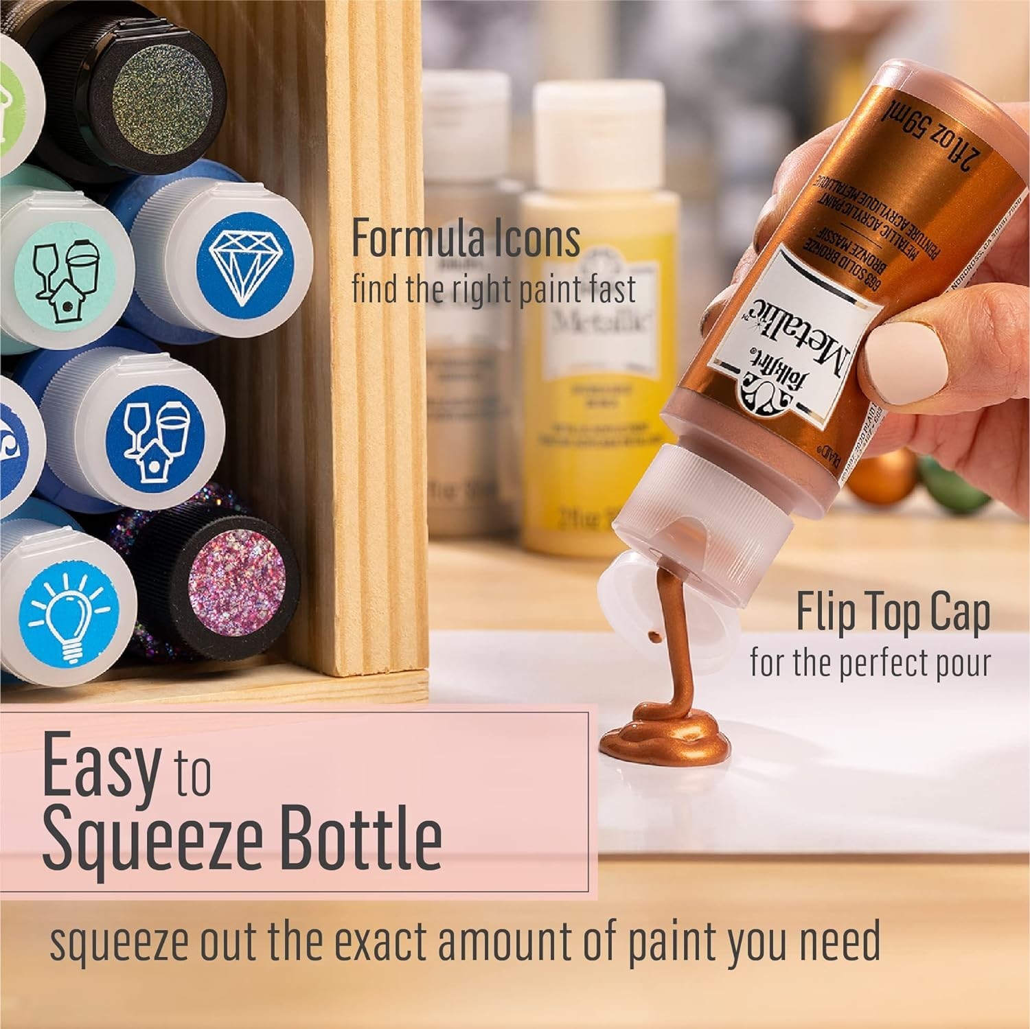 Versatile 2 oz Non-Toxic Metallic Acrylic Paint in Taupe – Ideal for Any Surface