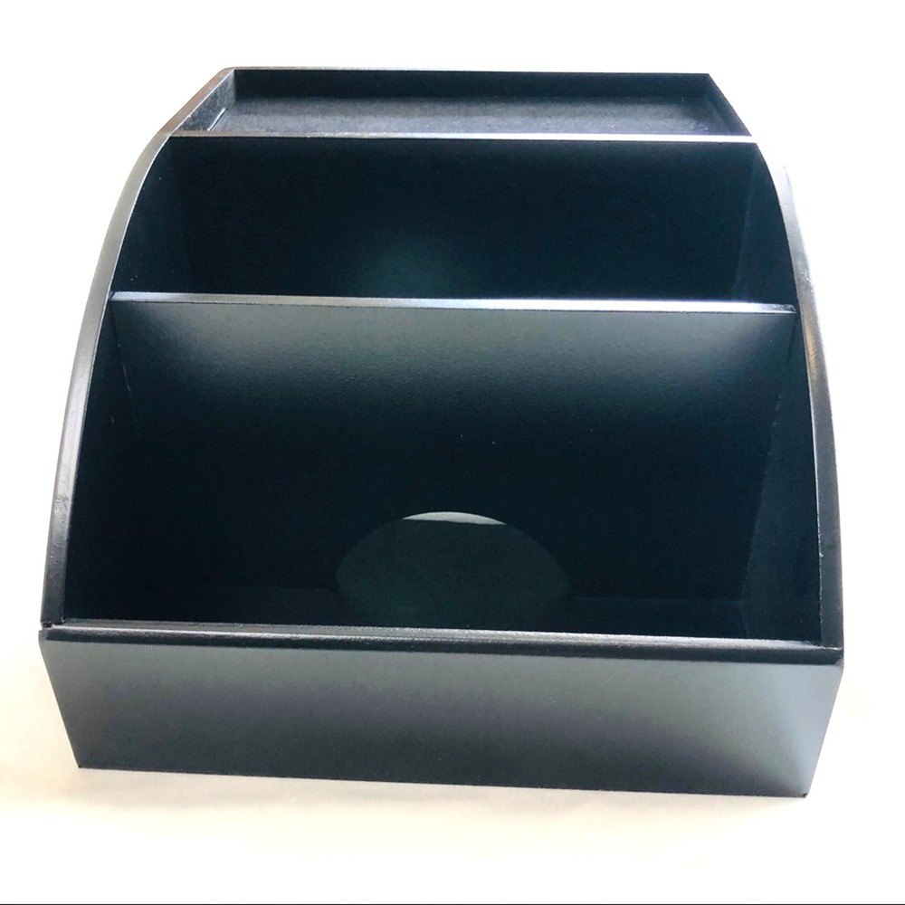 NIB Black Compact Charging Station Organize Multiple Devices HInged Back Panel