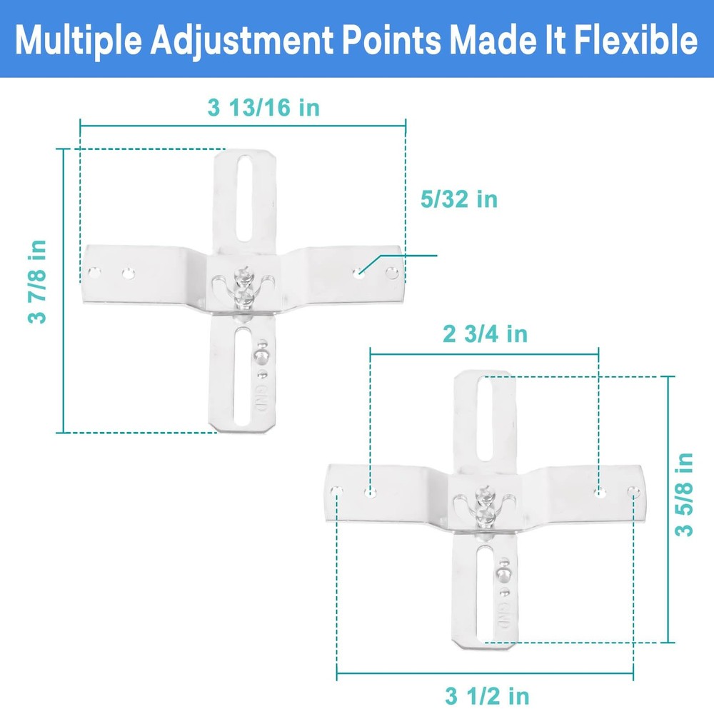 Teemyaa Light Fixture Mounting Brackets, 180° Adjustable A012, Silver