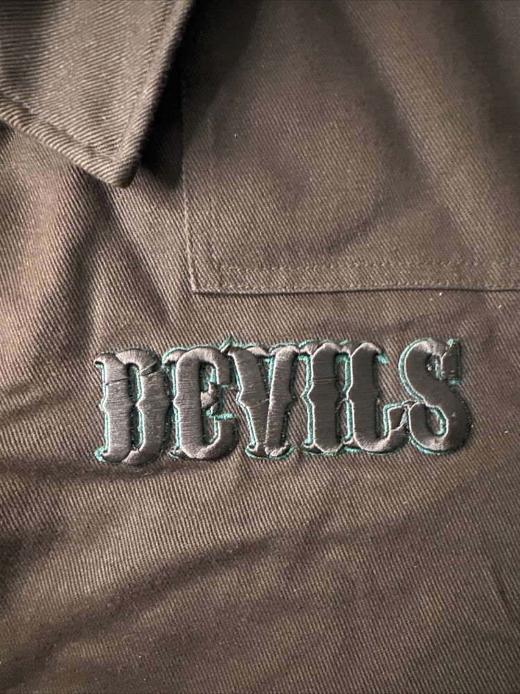 Stall & Dean Devils Soccer Brown & Green Quilt Lined Varsity Jacket Size Large