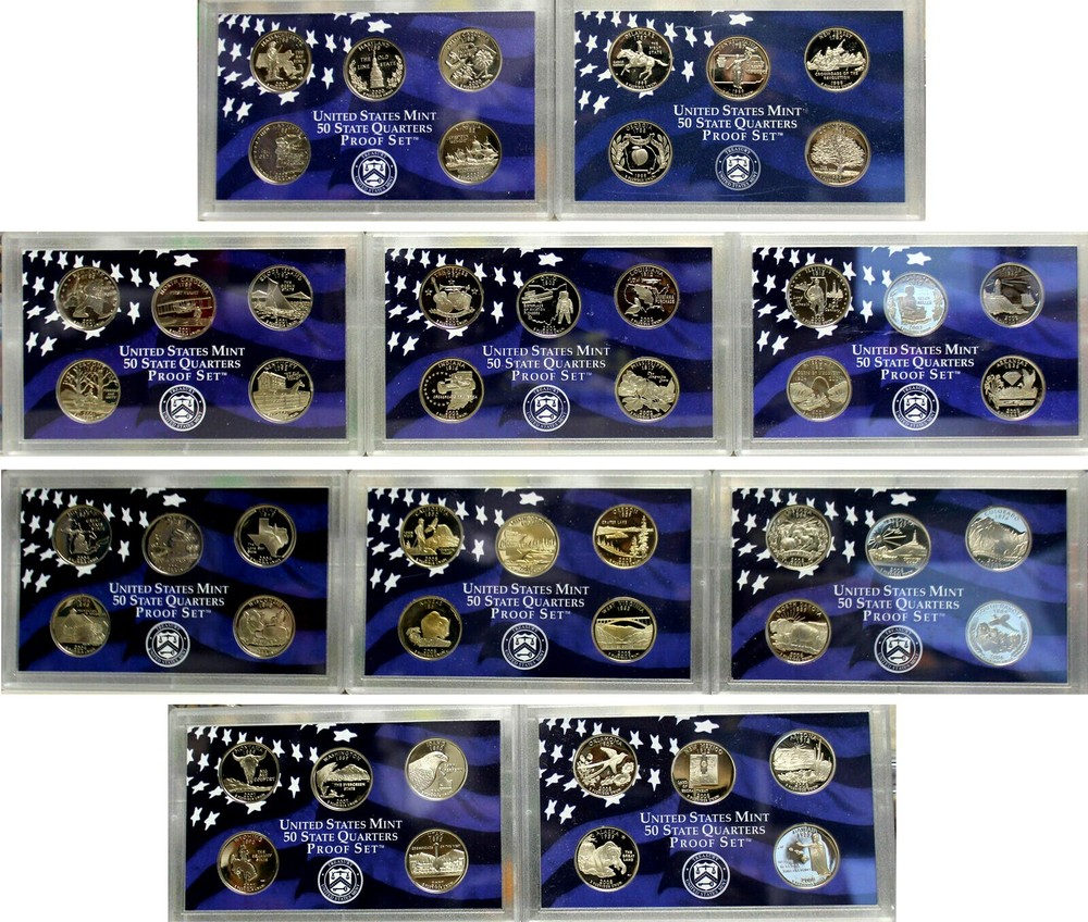 1999-2008 CLAD PROOF STATE QUARTER 50 Proof Coin Set