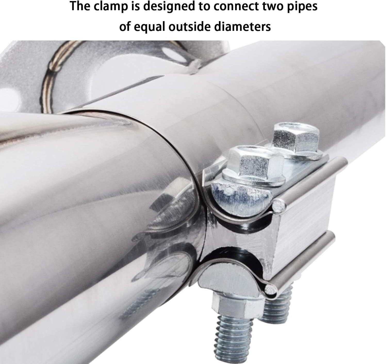 2 x 2.0 Inch Exhaust Clamp,Butt Joint Band Clamp Sleeve Coupler Stainless Steel