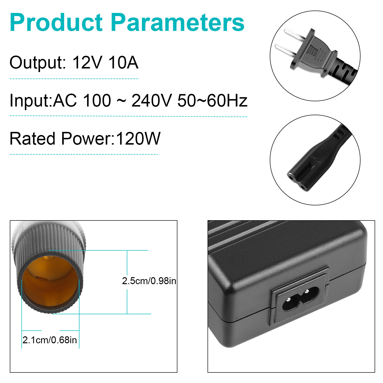 110V AC to 12V Car Cigarette Lighter DC 10A 120W Power Adapter Converter Charger