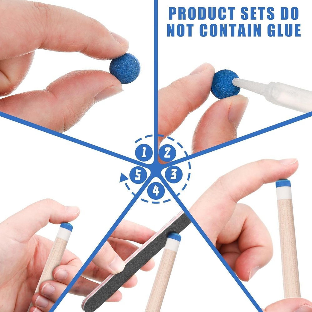 Gejoy 20 Pcs Billiard Pool Cue Tips Replacement Kit Pool Stick Tips with Storage