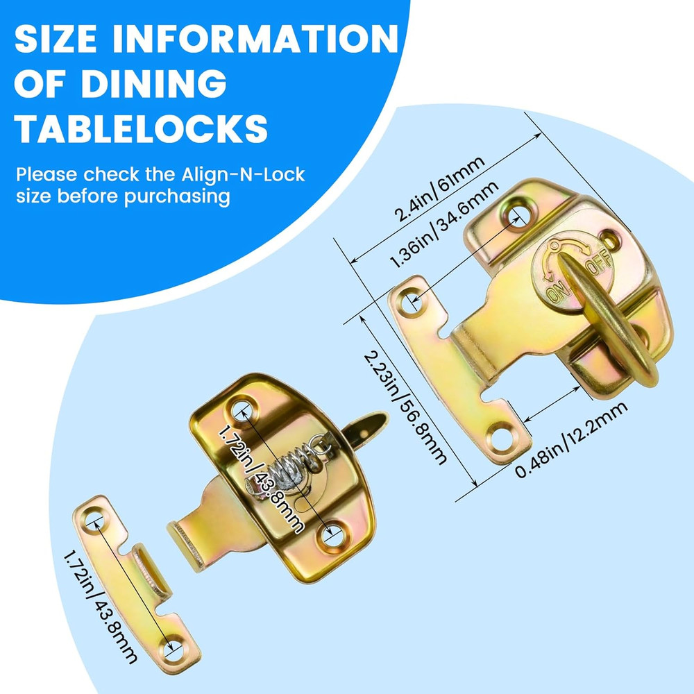 2 Pack Table Leaf Locks Metal Spring Latch Buckle Zinc Plated