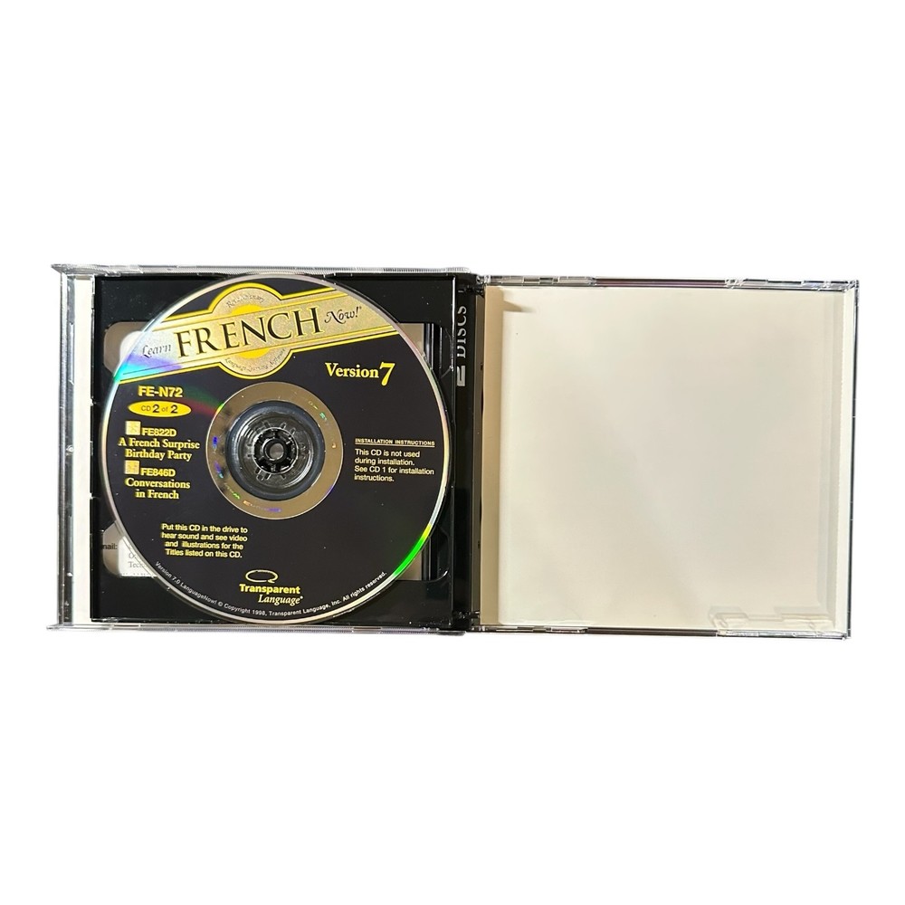 Learn French Now! – Version 7 – 2 CD‑ROM Set – Transparent Language – VG