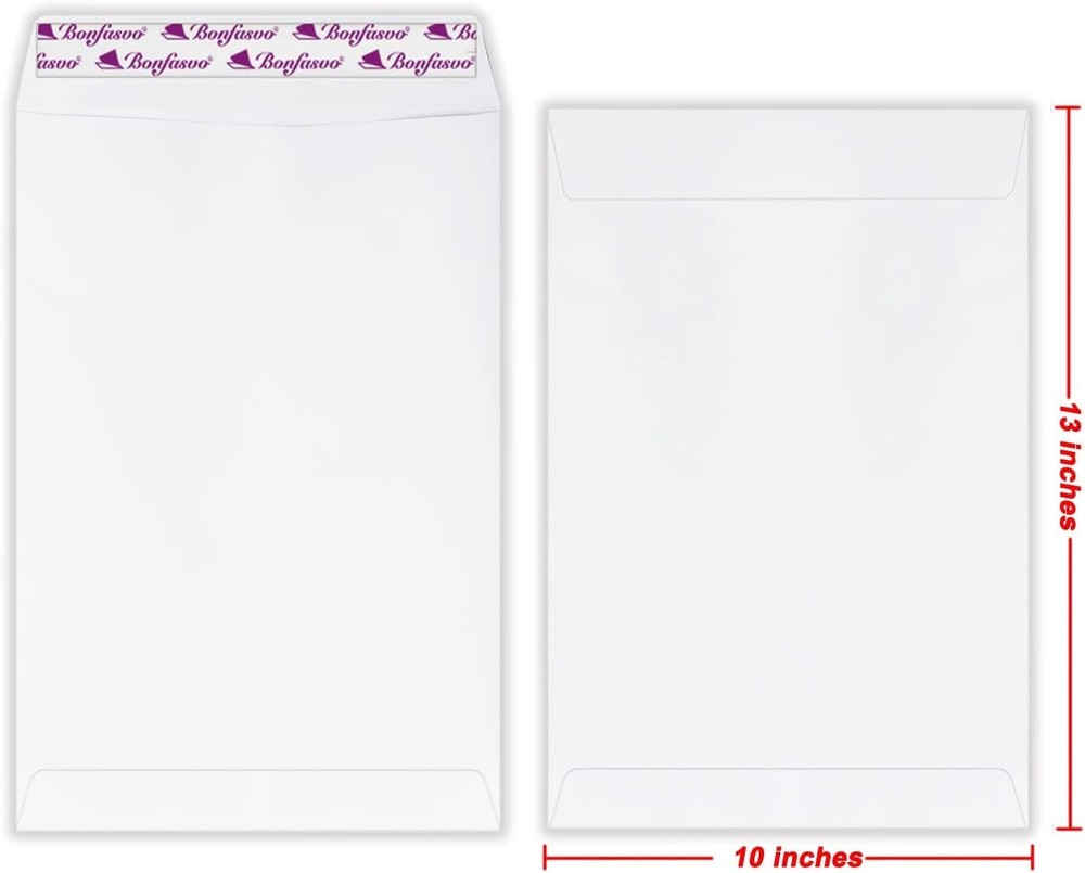 300 Pack White Catalog Envelopes 10x13 - Printable Self-Seal for Invites & Docs